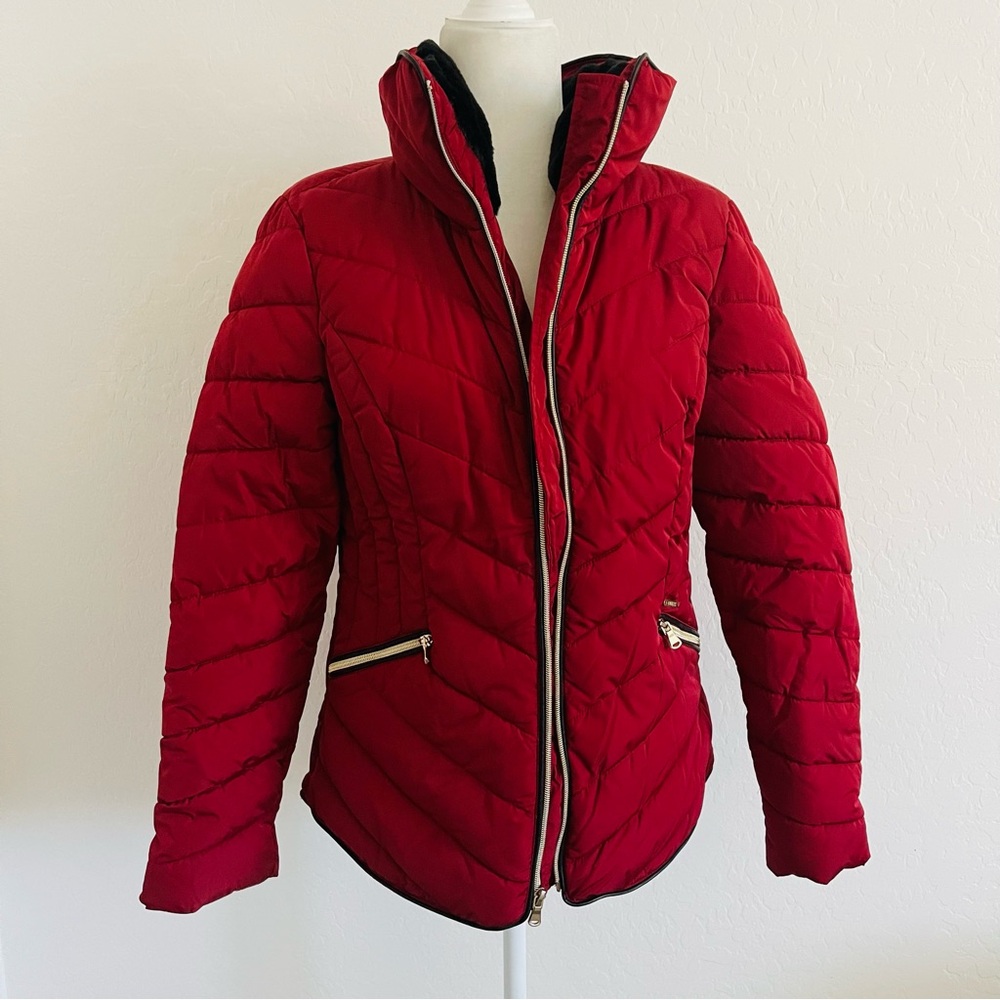 🌹 Guess Women's Red Cyrus Bohemian Puffer Jacket size Small